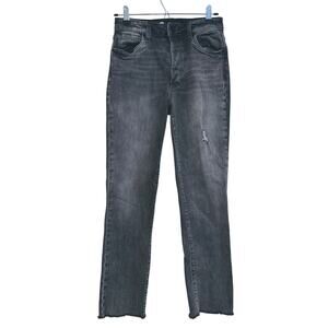 Kut From The Kloth Womens High Waisted Straight Jeans Size 2 Long Black Grunge